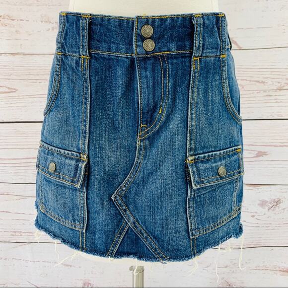 Levi's Dresses & Skirts - Levi’s Skirts denim raw frayed hem size 0 LIKE NEW